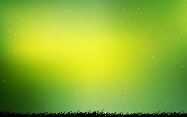 Светло-зеленая, желтая векторная текстура со звездами молочного пути . — стоковый вектор