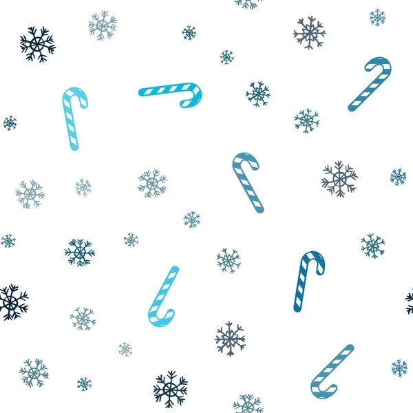 Hellblauer Vektor nahtloser Hintergrund mit süßen Weihnachtslutschern. — Stockvektor