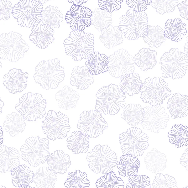 Light Purple vector seamless doodle pattern with flowers. — Stock Vector