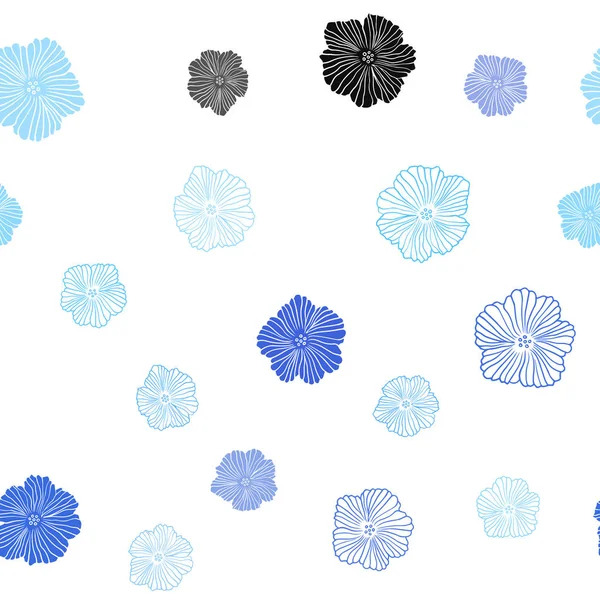 Light BLUE vector seamless natural pattern with flowers. — Stock Vector