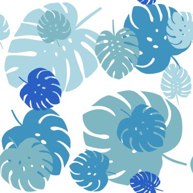 Yaprakları ile Açık Mavi vektör dikişsiz doğal desen.