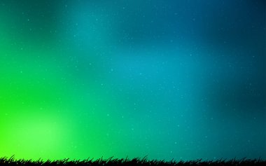 Açık mavi, kozmik yıldızlar ile yeşil vektör düzeni.