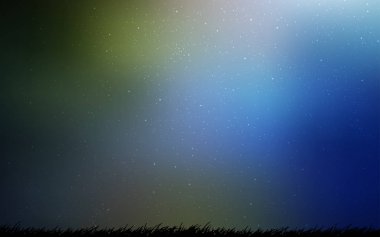 Lacivert, uzay yıldızları ile yeşil vektör şablonu.