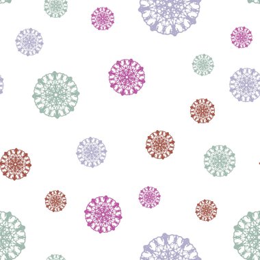 Noel kar taneleri ile Hafif Çok renkli vektör dikişsiz desen.