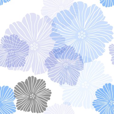 Çiçeklerle Açık Mavi vektör sorunsuz soyut arka plan.