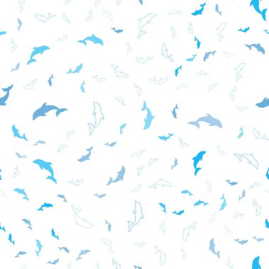 Okyanus yunusları ile Açık Mavi vektör dikişsiz zemin.