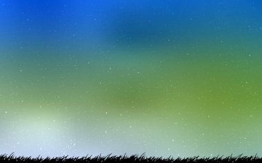 Açık mavi, gece gökyüzü yıldızlar ile yeşil vektör deseni.