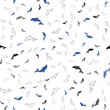 Okyanus yunusları ile lacivert vektör sorunsuz zemin.