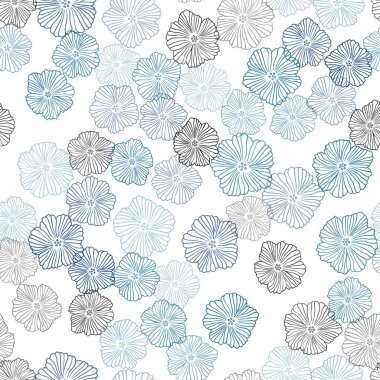 Çiçeklerle Açık Mavi vektör sorunsuz soyut tasarım.