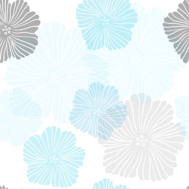 Açık Mavi, Yeşil vektör çiçeklerle kesintisiz doodle arka plan.