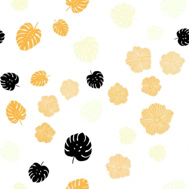 Çiçekler, yapraklar ile Işık Turuncu vektör sorunsuz soyut desen.