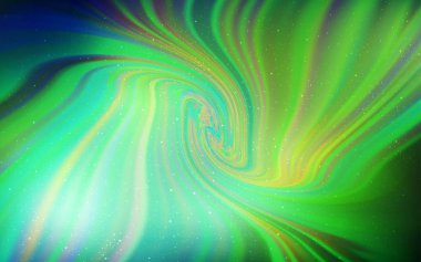 Açık mavi, kozmik yıldızlar ile yeşil vektör düzeni.