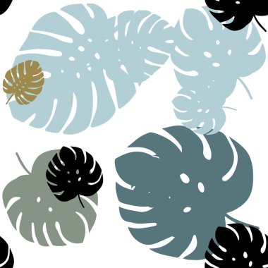 Açık Mavi, Sarı vektör yapraklı kesintisiz doğal arka plan.