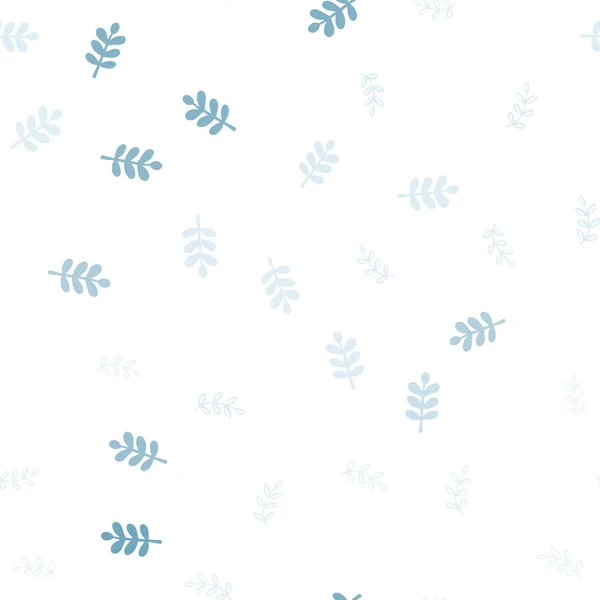 Ljusblå vektor sömlös abstrakt bakgrund med löv. — Stock vektor