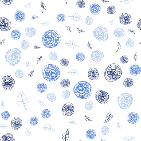 Açık Mavi, Yeşil vektör yaprak ve çiçekler ile sorunsuz soyut desen.