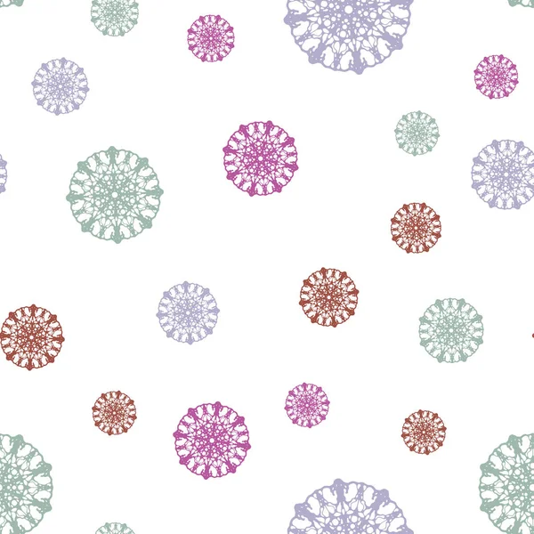 Noel kar taneleri ile Hafif Çok renkli vektör dikişsiz desen.