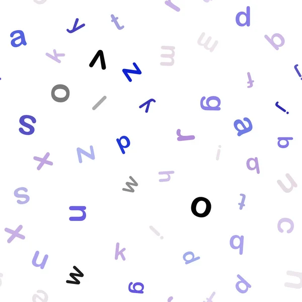 Licht roze, blauwe vector naadloze textuur met ABC karakters. — Stockvector
