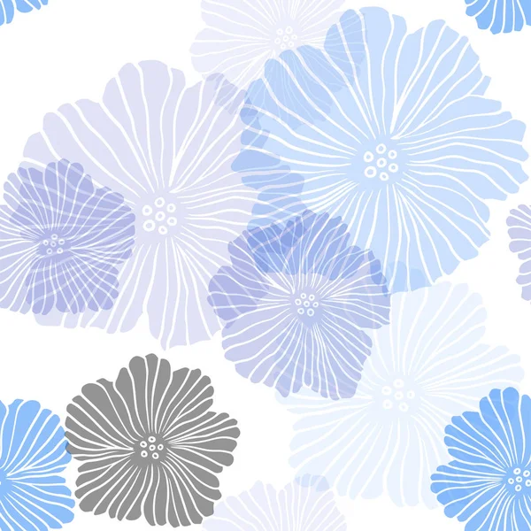 Çiçeklerle Açık Mavi vektör sorunsuz soyut arka plan.