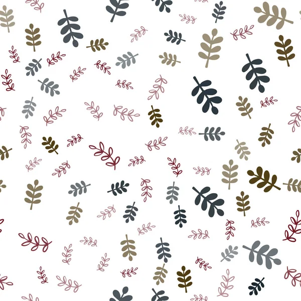 Koyu Yeşil, yapraklar, dalları ile Kırmızı vektör dikişsiz doodle desen.