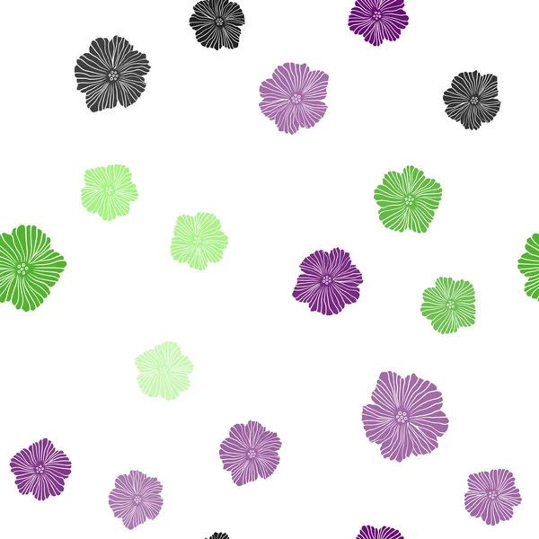 Çiçeklerle Hafif Çok renkli vektör dikişsiz doodle doku.
