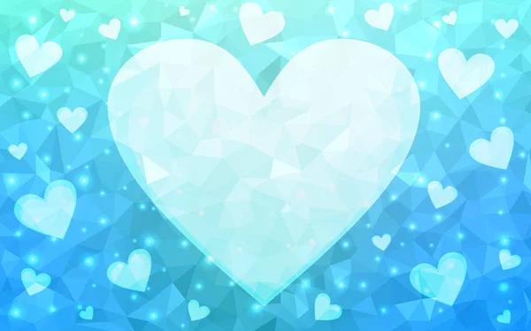 Ανοιχτό μπλε, πράσινο διανυσματικό μοτίβο με πολύχρωμες καρδιές. — Διανυσματικό Αρχείο