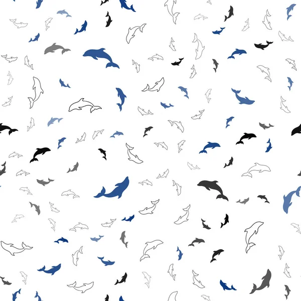 Okyanus yunusları ile lacivert vektör sorunsuz zemin.