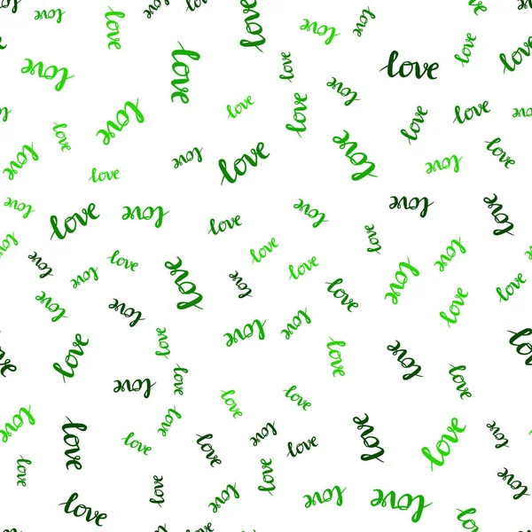Texture transparente vecteur vert clair avec des mots LOVE YOU . — Image vectorielle