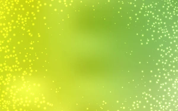 Verde claro, patrón vectorial amarillo con estrellas del cielo nocturno . — Vector de stock