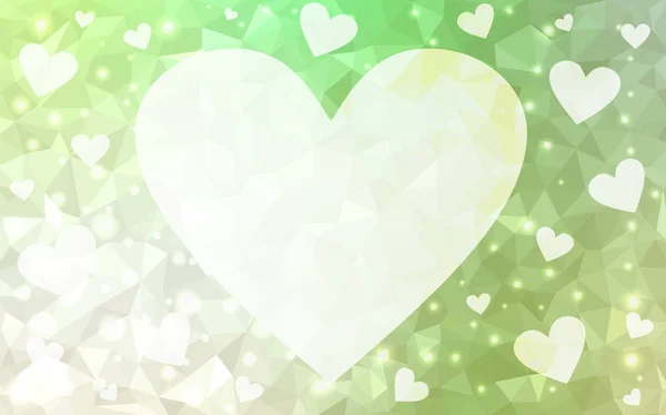 Modèle vectoriel vert clair avec des cœurs colorés . — Image vectorielle