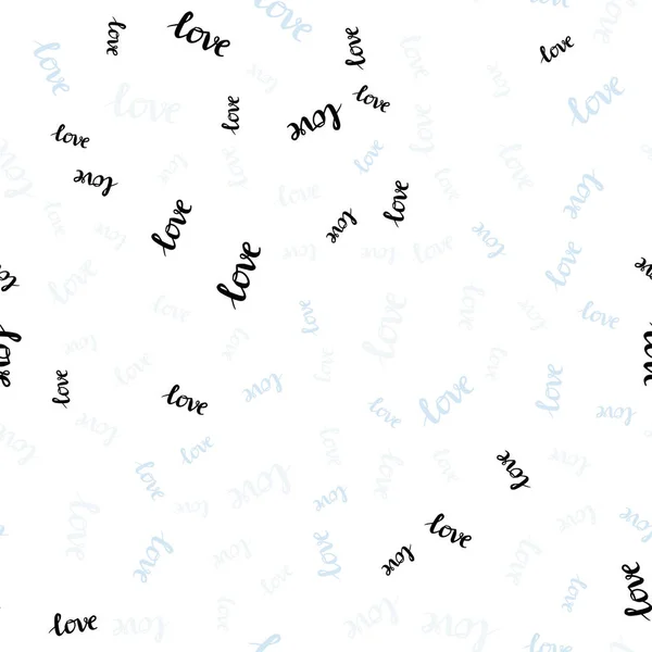 Világoskék vektor varrat nélküli mintázat with mondat Love You. — Stock Vector