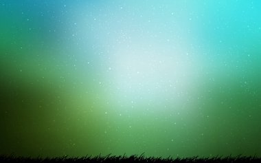 Açık mavi, kozmik yıldızlar ile yeşil vektör düzeni.