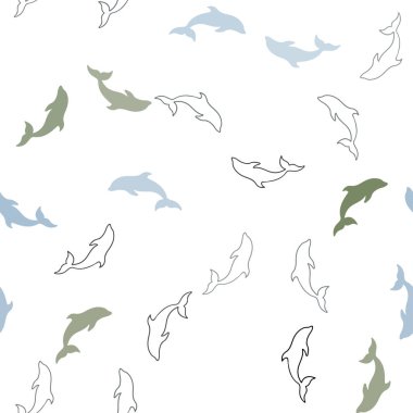 Lacivert, Yunuslar ile Yeşil vektör sorunsuz arka plan.