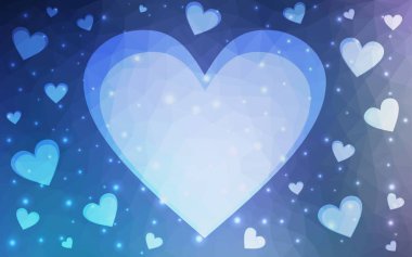 Koyu Pembe, renkli kalpli mavi vektör deseni.