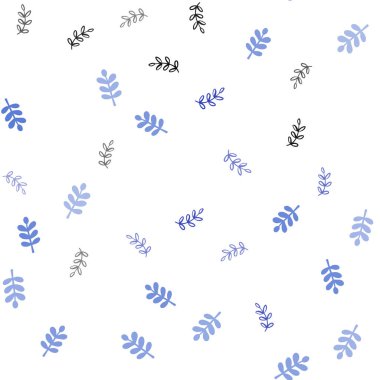 Açık Mavi, Sarı vektör yaprakları ile dikişsiz zarif desen.