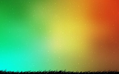 Açık yeşil, astronomik yıldızlar ile sarı vektör arka plan.