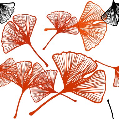 Koyu Turuncu vektör yaprakları ile dikişsiz zarif desen.