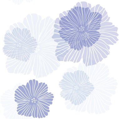 Çiçeklerle Açık Mavi vektör dikişsiz zarif arka plan.