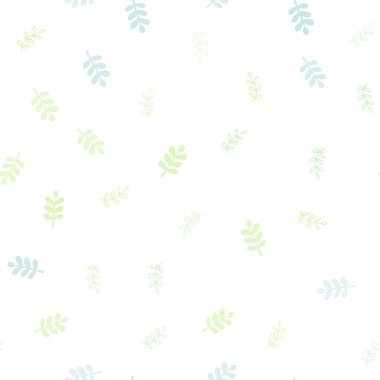 Açık Mavi, Yeşil vektör yapraklı kesintisiz karalama deseni.