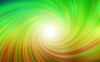 Açık yeşil, galaksi yıldızları ile sarı vektör arka plan.