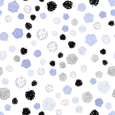 Açık Çok renkli vektör yaprakları, çiçekler ile zarif desen.