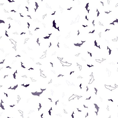 Deniz yunuslar ile hafif mor vektör seamless modeli.