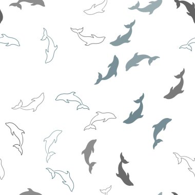 Okyanus yunusları ile Açık Mavi vektör dikişsiz zemin.