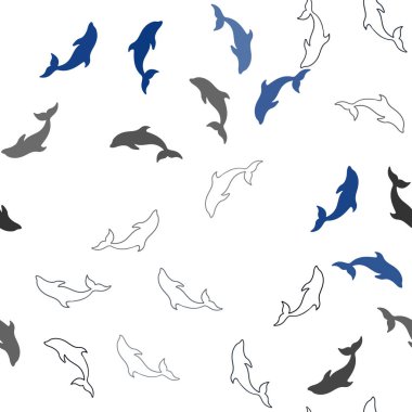 Okyanus yunusları ile lacivert vektör sorunsuz zemin.