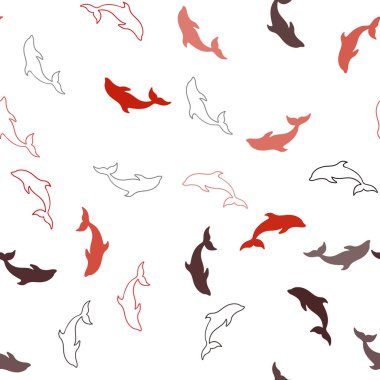 Okyanus yunusları ile koyu kırmızı vektör Dikişsiz zemin.