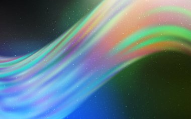 Açık mavi, galaksi yıldızları ile yeşil vektör arka plan.