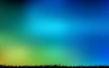 Açık mavi, gece gökyüzü yıldızlar ile yeşil vektör deseni.