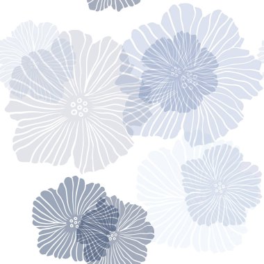 Çiçeklerle Açık Mavi vektör dikişsiz zarif desen.