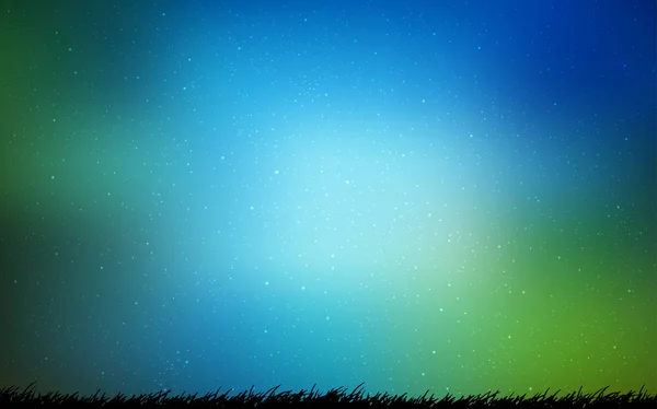 Azul claro, plantilla de vector verde con estrellas espaciales . — Vector de stock