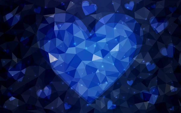 Donker blauwe vector textuur met mooie harten. — Stockvector