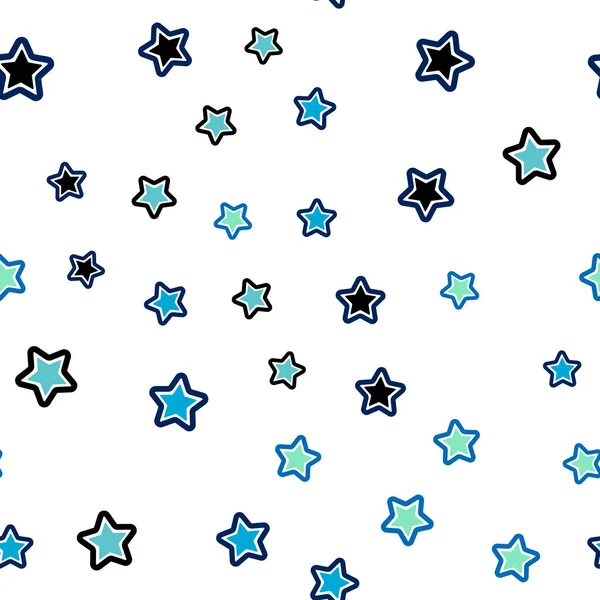 Azul claro, verde vector patrón sin costuras con estrellas de Navidad . — Vector de stock